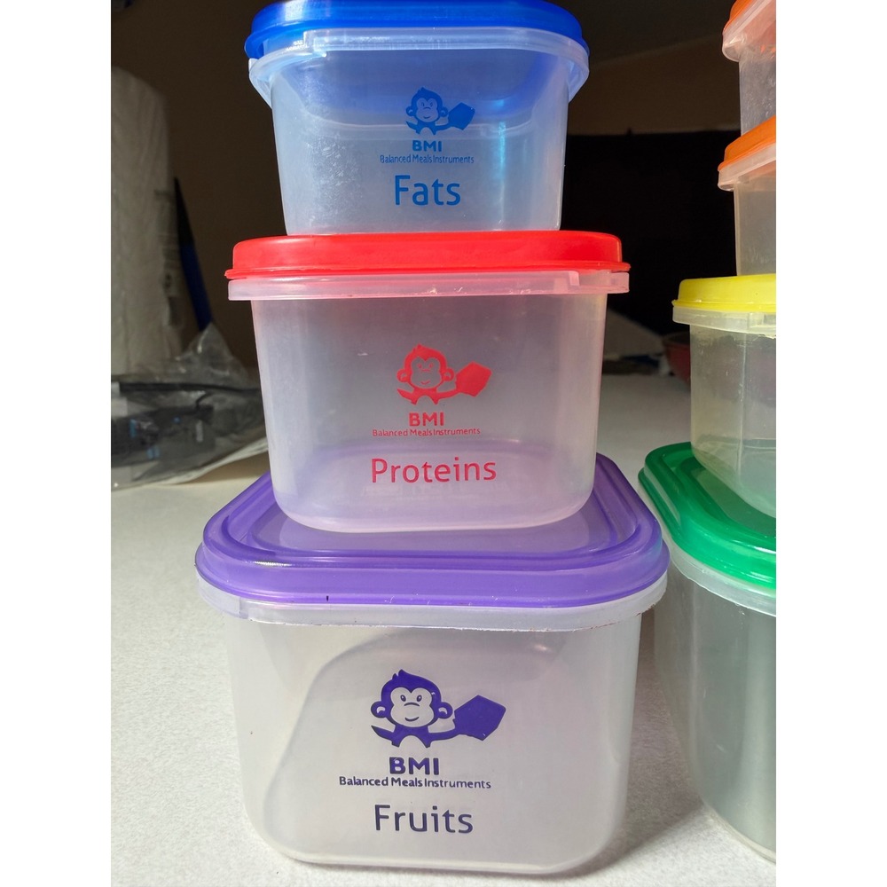 BMI Balanced Meals Instruments Portion Control Container Set 7 Piece Color Coded - Picture 3 of 5